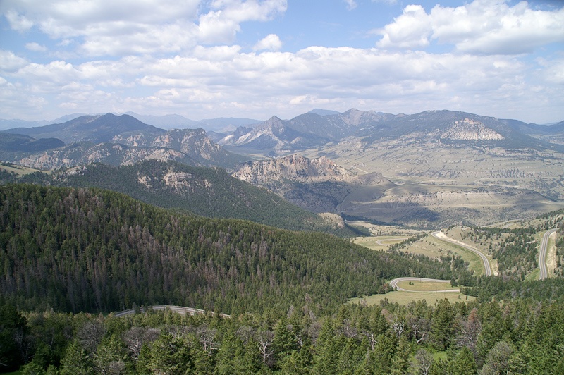 De weg naar Yellowstone National Park