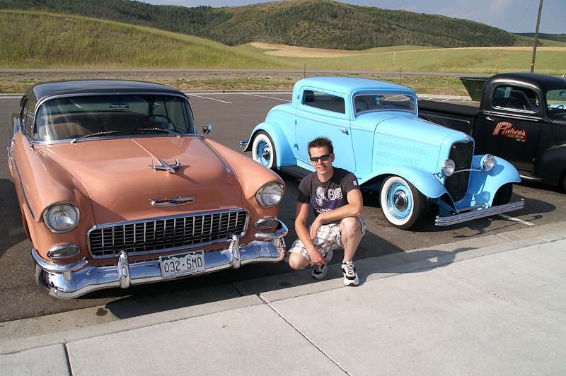 Fabian bij de hot rods