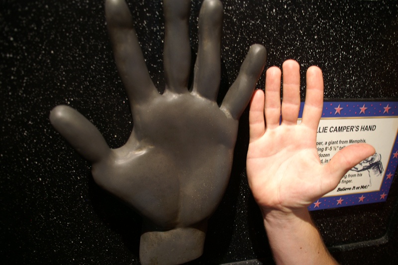 De hand van de langste man die ooit heeft geleefd