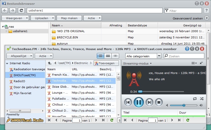 Gebruiker bestandsbrowser en Audio station