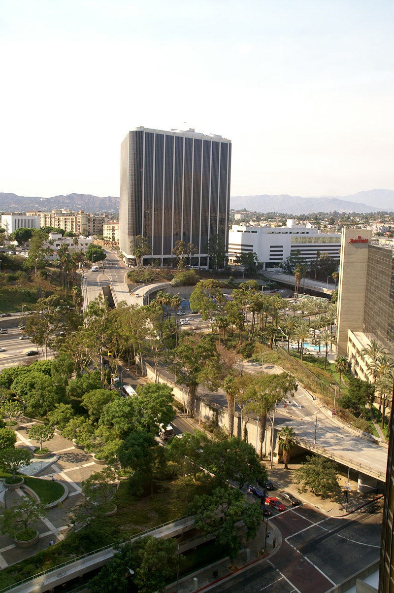Dit is het uitzicht vanuit onze hotelkamer in Los Angeles