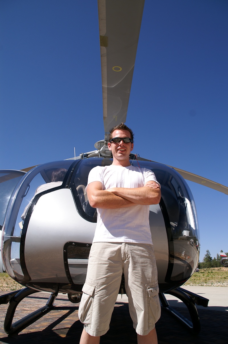 Nu staat Fabian voor de helikopter