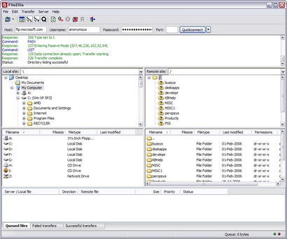 FileZilla 3.0.0 screenshot