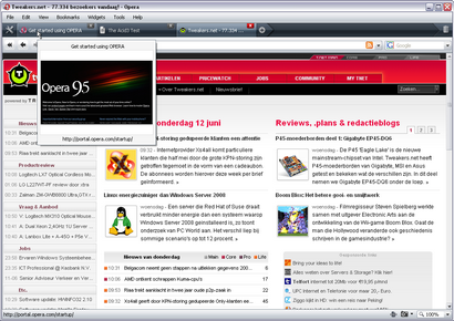 Opera 9.50 screenshot (410 pix) Opera 9.50 screenshot (410 pix)