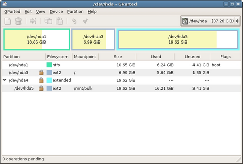 Gnome Partition Editor screenshot (481 pix)