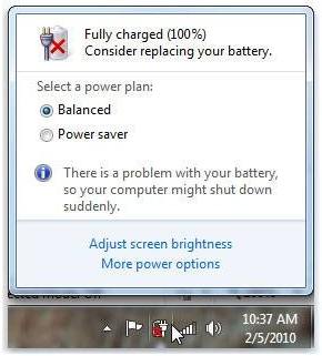Windows 7 capaciteitsmelding accu