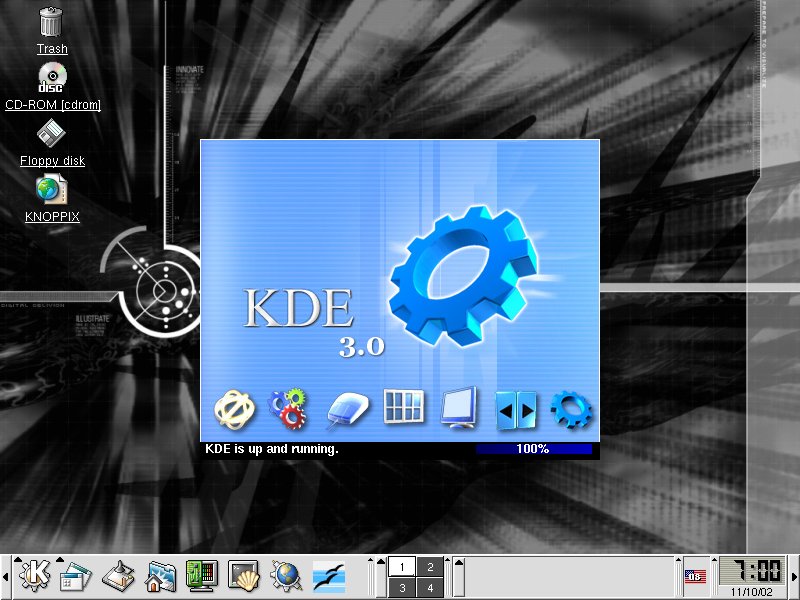 Knoppix 3.1 default desktop