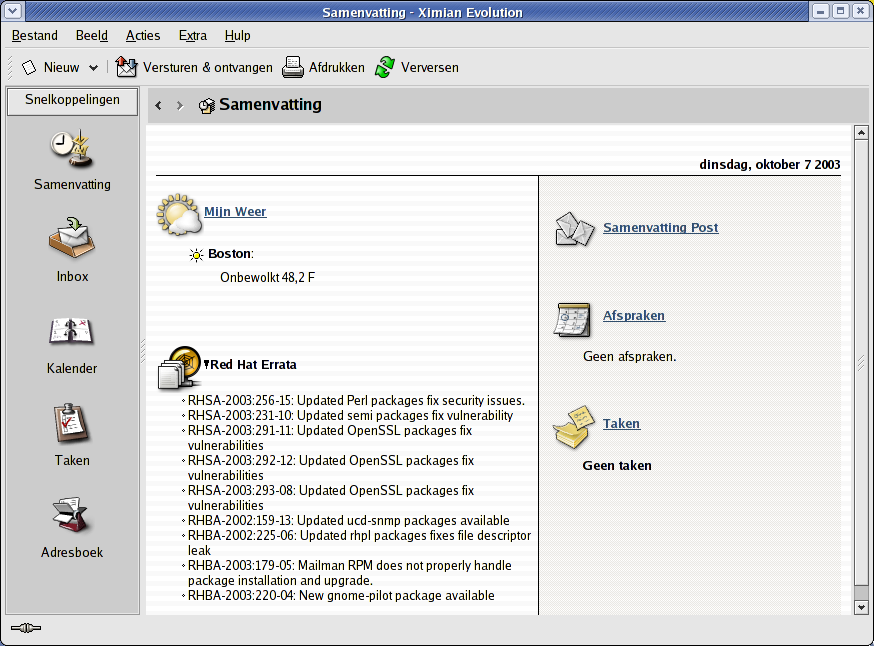 Fedora Core 1 - Evolution