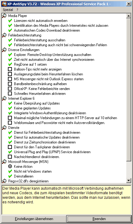 xp-AntiSpy 3.72 - Duits