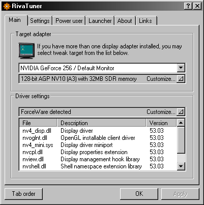 RivaTuner 2.0 Main