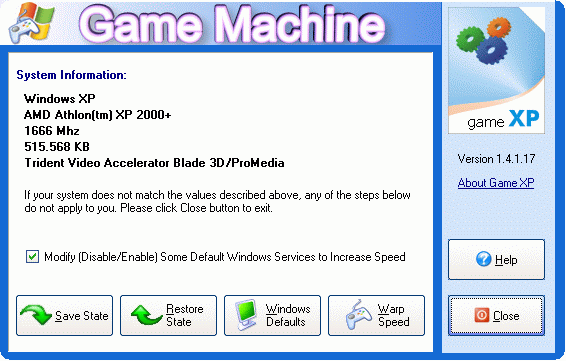 Game XP screenie