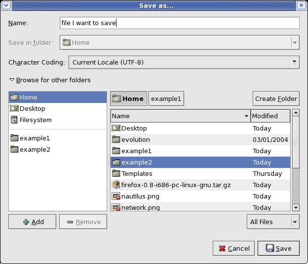 Gnome 2.6 - nieuwe fileselector