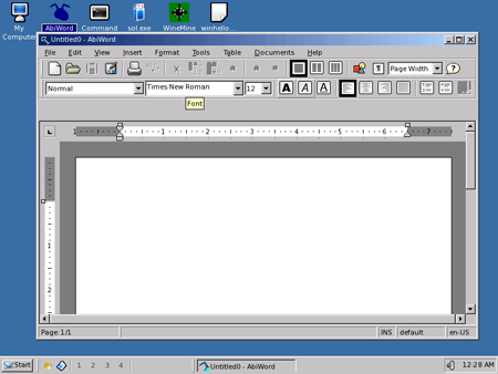 ReactOS 0.2.2 draait AbiWord (klein)