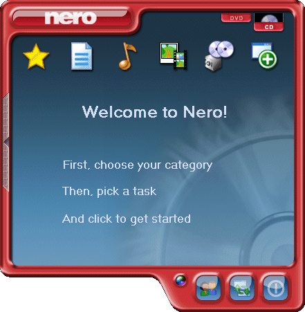 Nero 6 welkom scherm