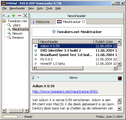 RSSOwl screenshot