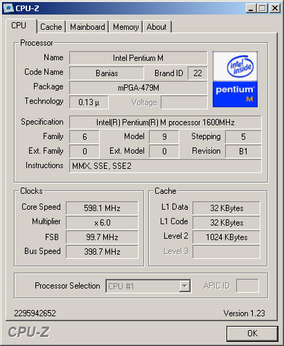 CPU-Z 1.23 screenshot