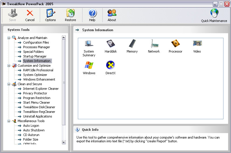 TweakNow PowerPack 2005 screenshot