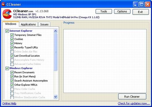 CCleaner 1.13 screenshot (resized)