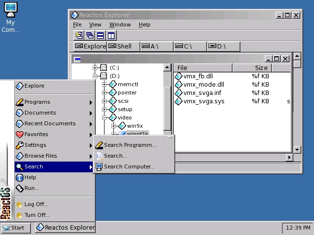 ReactOS explorer screenshot