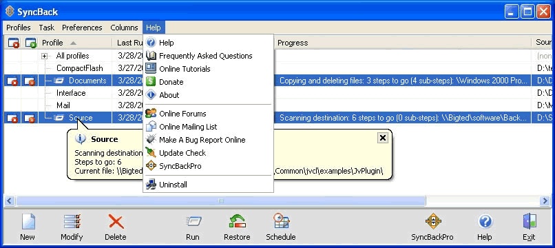 SyncBack screenshot