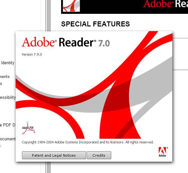 Adobe Reader 7.9.0 beta - about