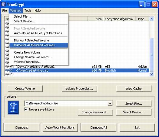 TrueCrypt screenshot (resized)