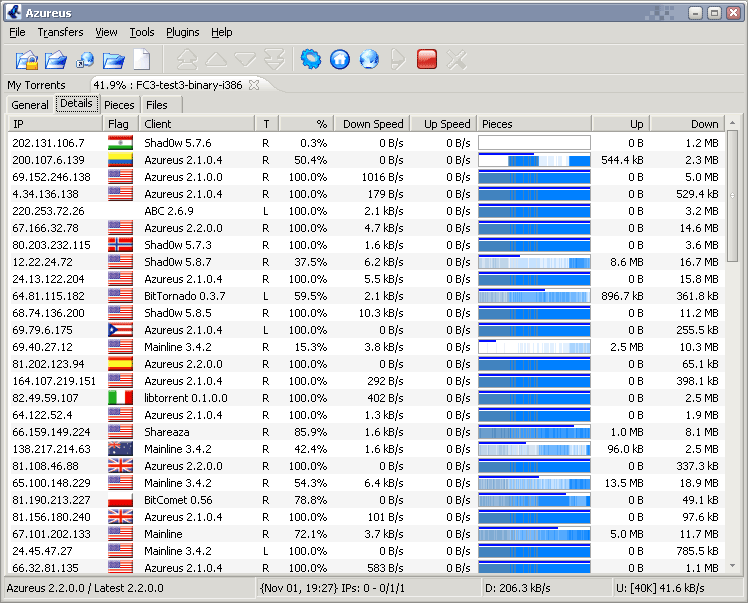 Azureus screenshot