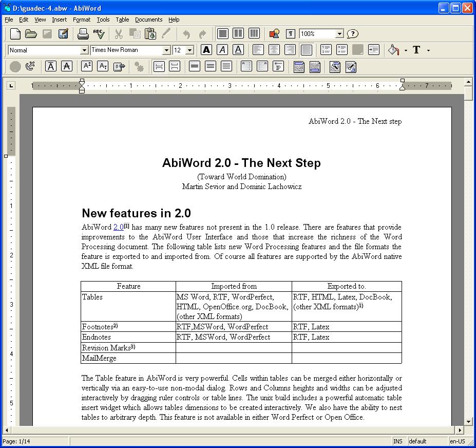 AbiWord 2.0 Windows screenshot