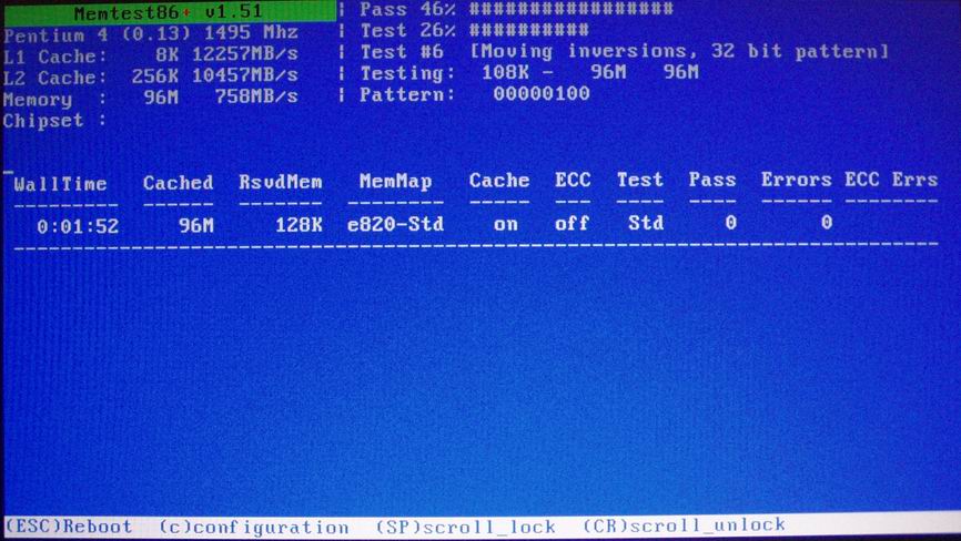 Memtest86+ 1.51 screenshot