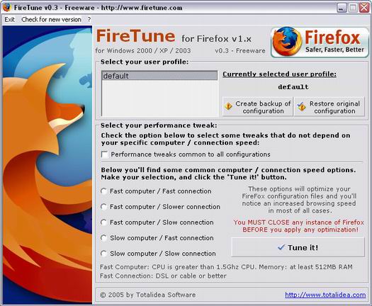 FireTune 0.3 screenshot (resized)