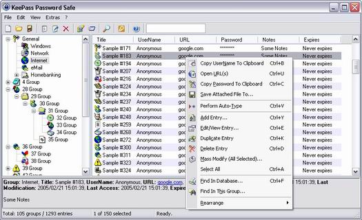 KeePass Password Safe screenshot (resized)