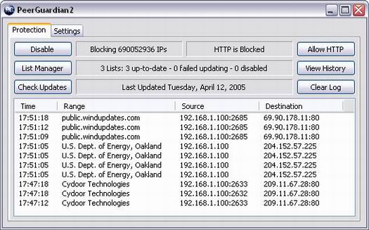 PeerGuardian 2.0 beta 5 screenshot (resized)