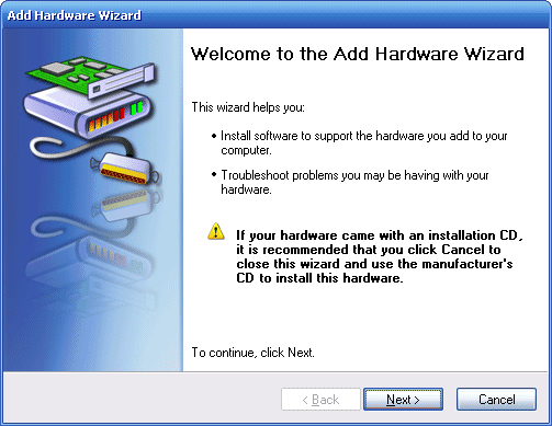 Add/Remove hardware na XPize update