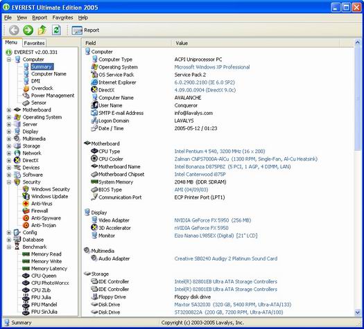 Everest Ultimate Edition 2005 screenshot (resized)