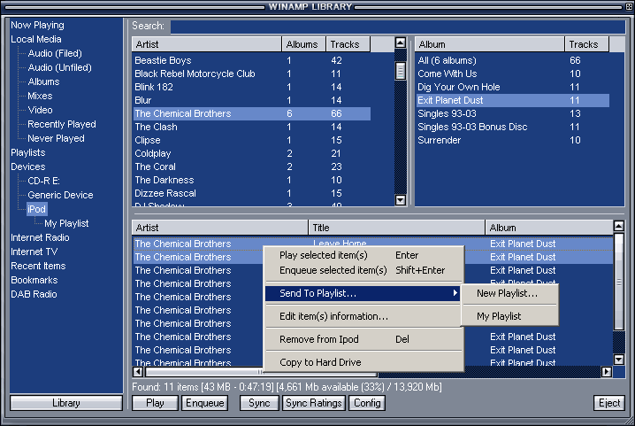 Winamp iPod Plugin screenshot
