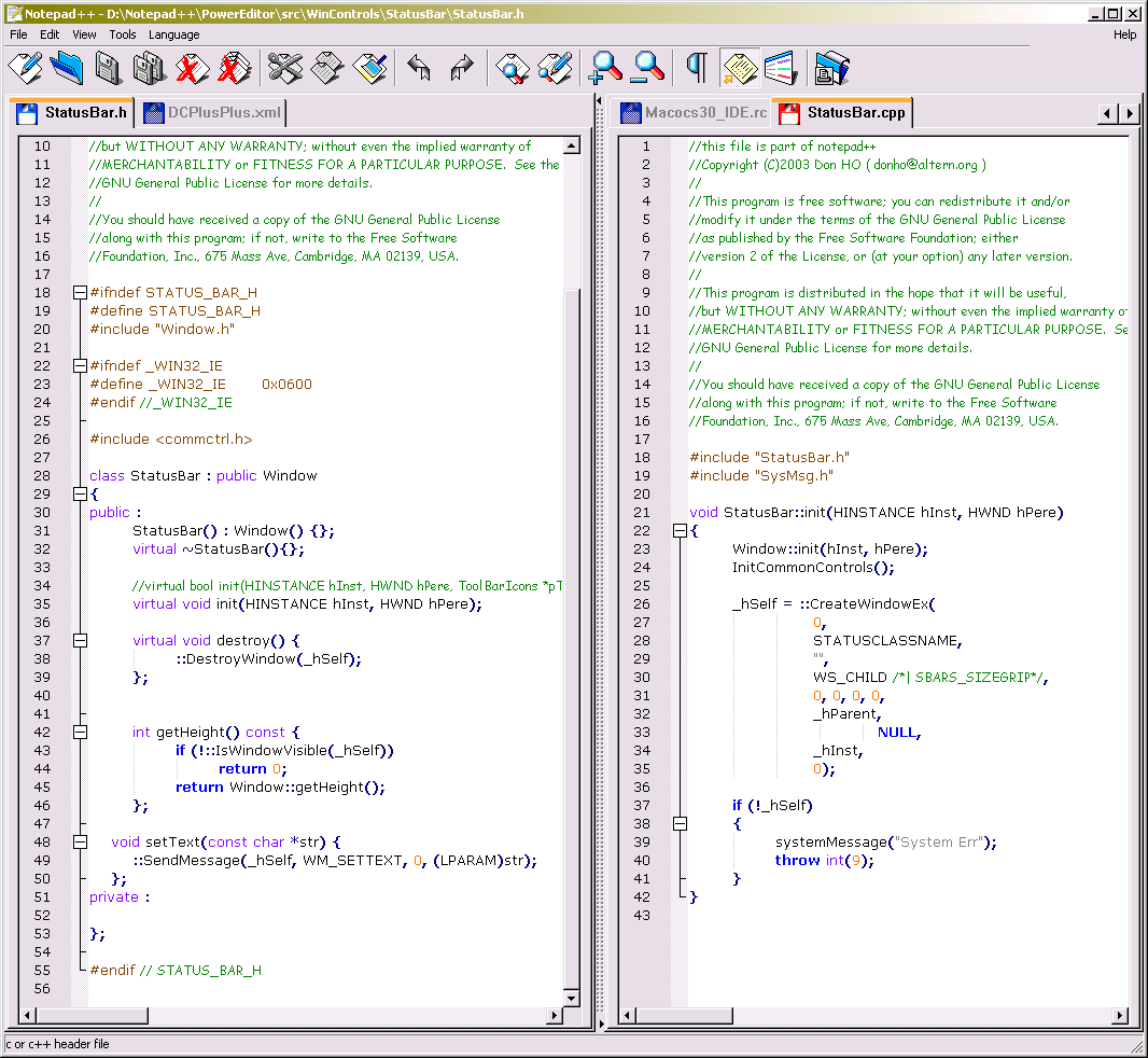 Notepad++ screenshot