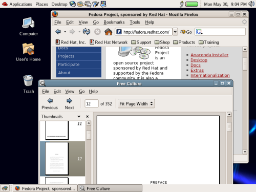 Fedora Core 4 - screenshot van desktop
