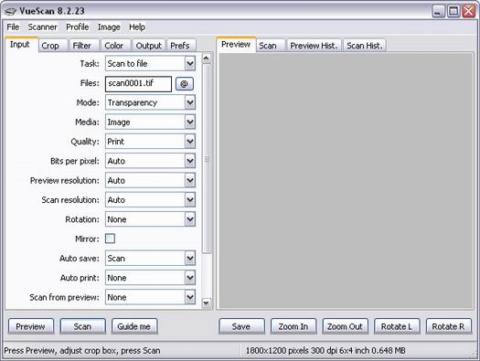 VueScan screenshot (resized)