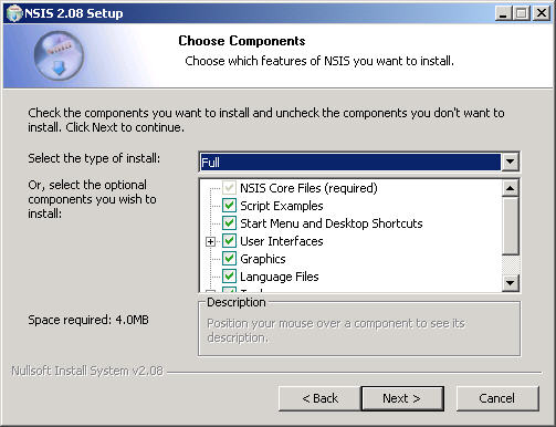 NSIS 2.08 setup screenshot