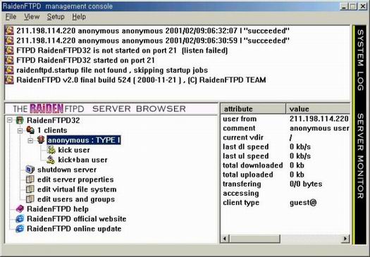 RaidenFTPD screenshot (resized)