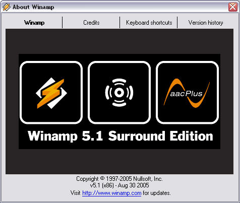 Winamp 5.1 - about screenshot
