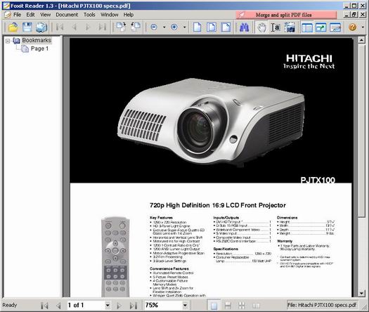Foxit Reader 1.3 build 0913 screenshot (resized)