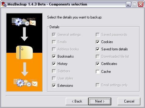 MozBackup 1.4.3 beta screenshot