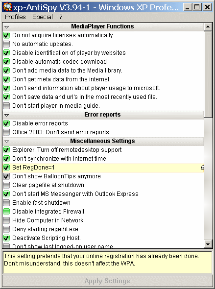 XP-Antispy screenshot