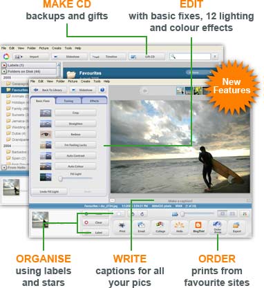 Google Picasa screenshot met uitleg (Engels)
