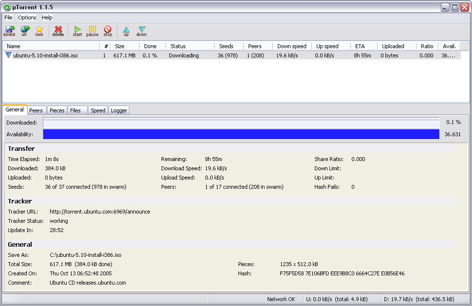 �Torrent 1.1.5 screenshot