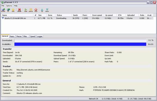 �Torrent 1.1.5 screenshot (resize)