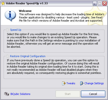 Adobe Reader Speed-Up 1.33 screenshot