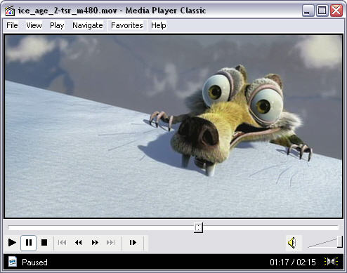 Ice Age 2 trailer in Media Player Classic