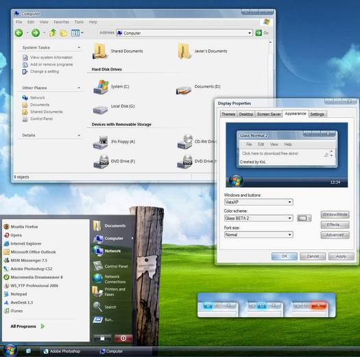 WindowBlinds 5 screenshot, visual style Windows Vista (resized)